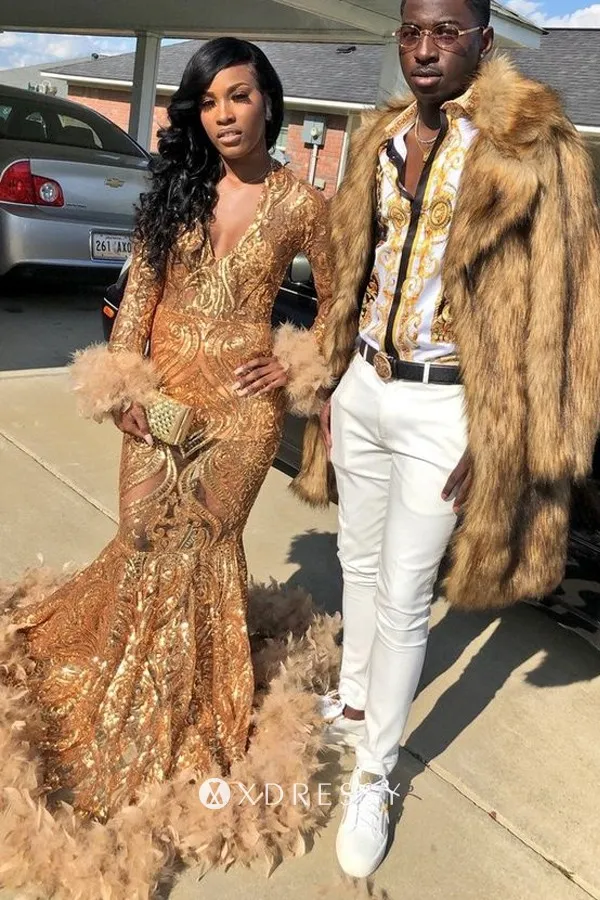 prom dress with fur coat