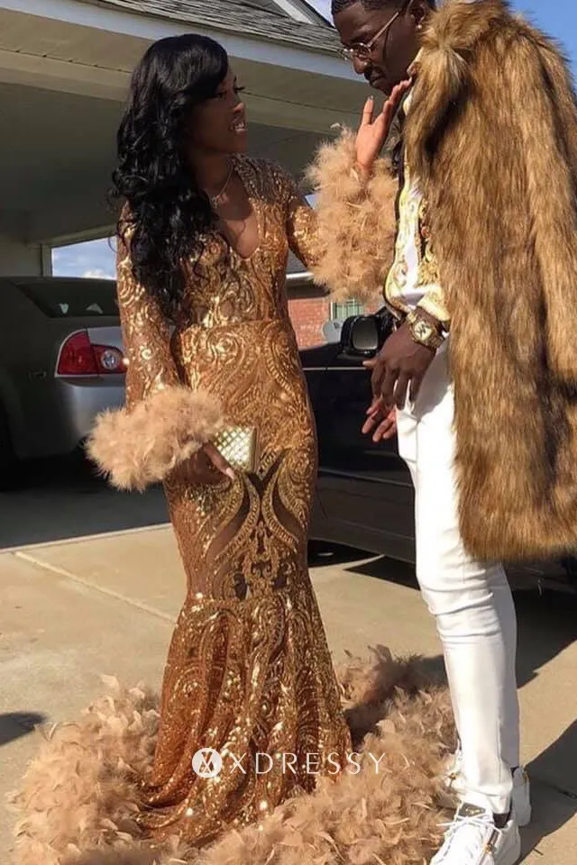 Feather Prom Dress - Xdressy