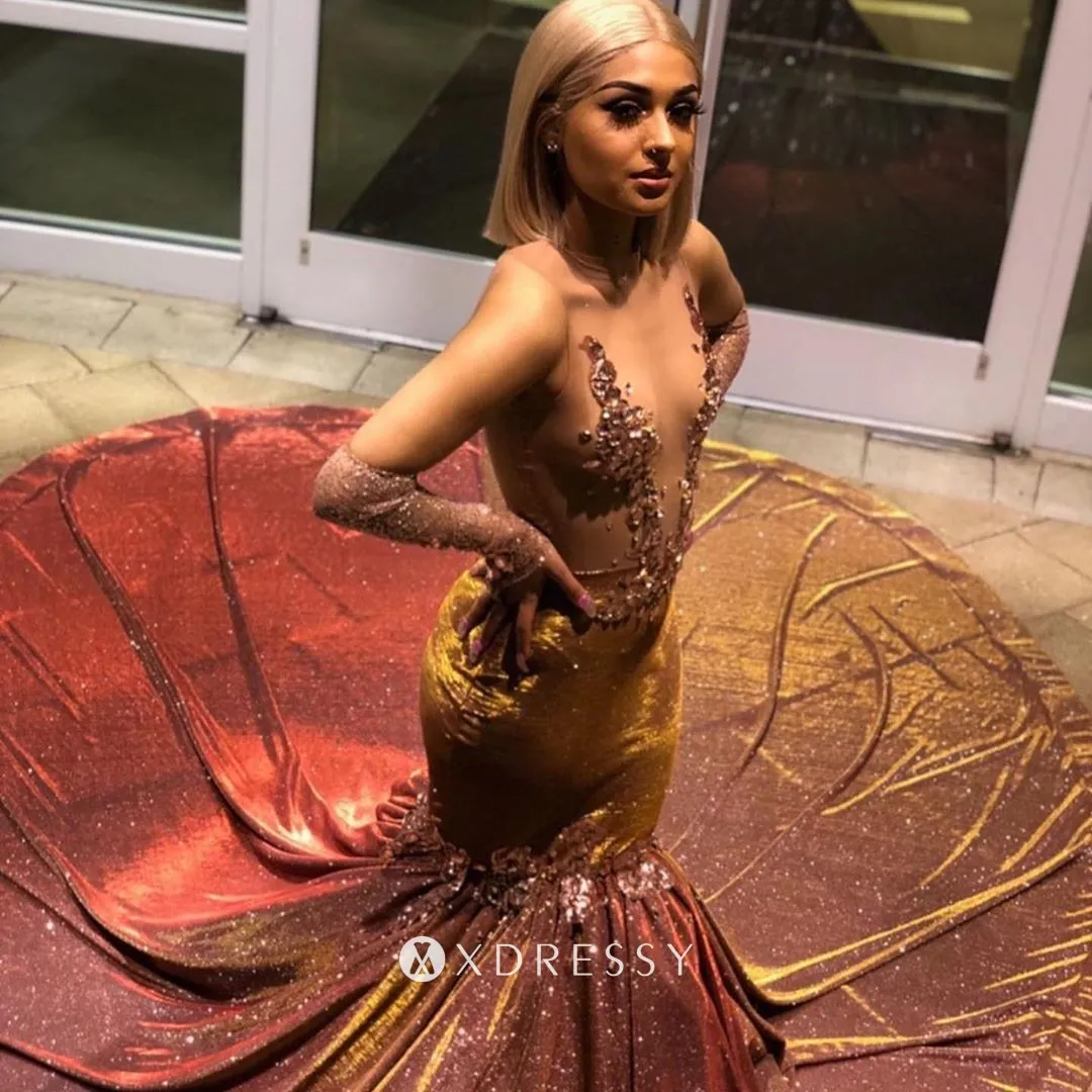 plunging neck shiny brick glitter trumpet long train prom dress plunging neck shiny brick glitter trumpet long train prom dress