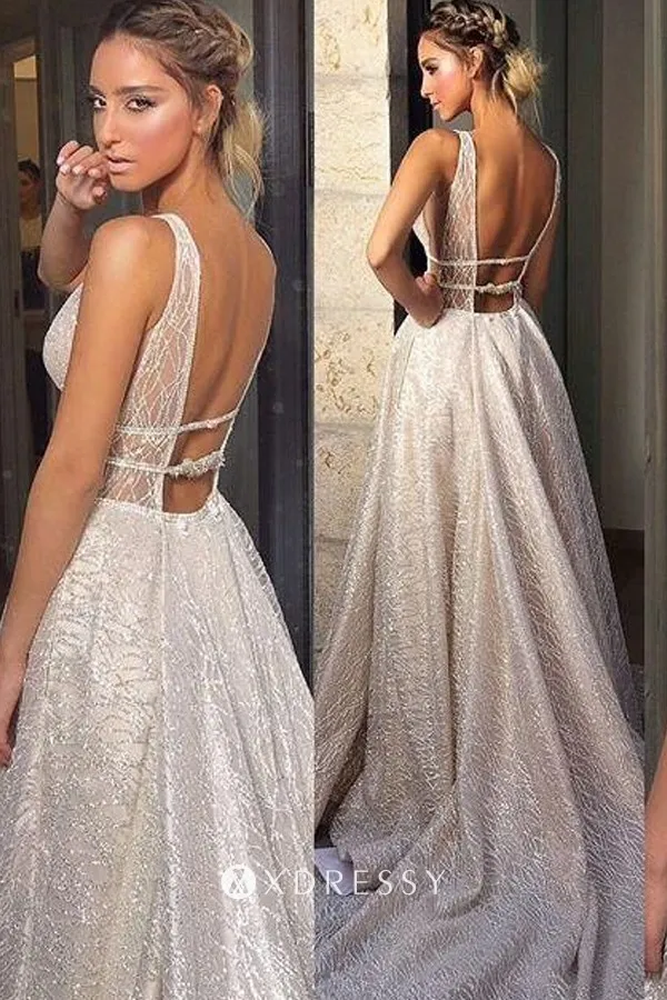 low back ivory glitter sleeveless prom dress low back ivory glitter sleeveless prom dress