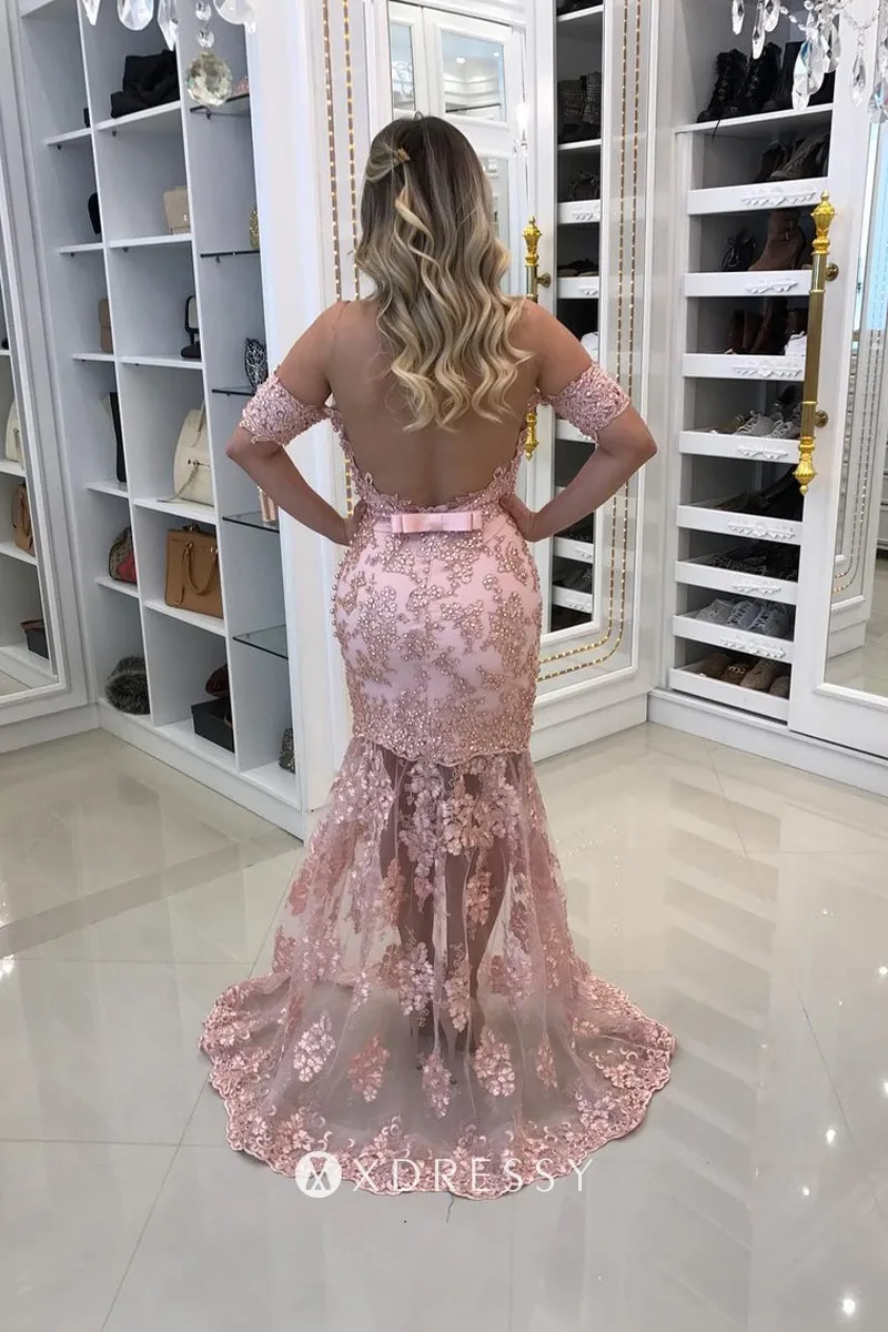 backless nude pink off shoulder sweetheart prom gown backless nude pink off shoulder sweetheart prom gown