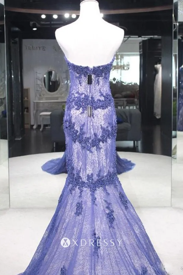 blue lace white lining pearled prom dress blue lace white lining pearled prom dress