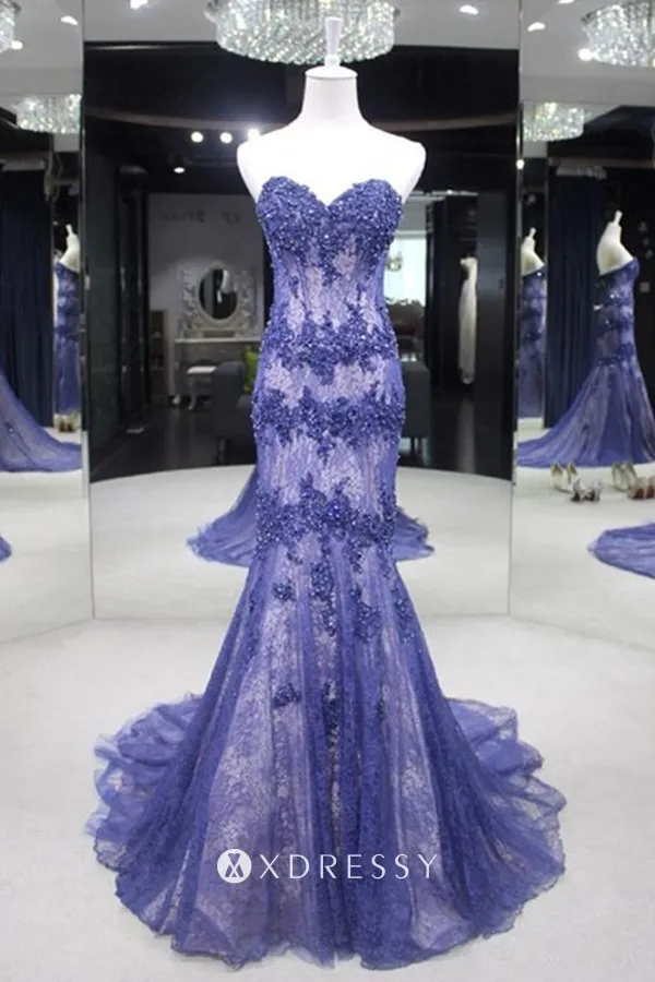 pearled sheer blue lace white lining long prom dress pearled sheer blue lace white lining long prom dress