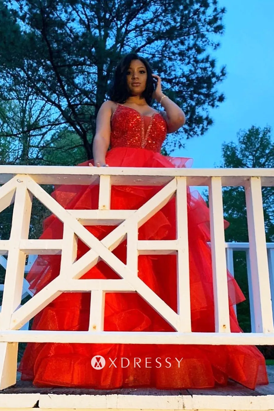 glamorous red sequin tulle plunging neck flounced prom dress glamorous red sequin tulle plunging neck flounced prom dress