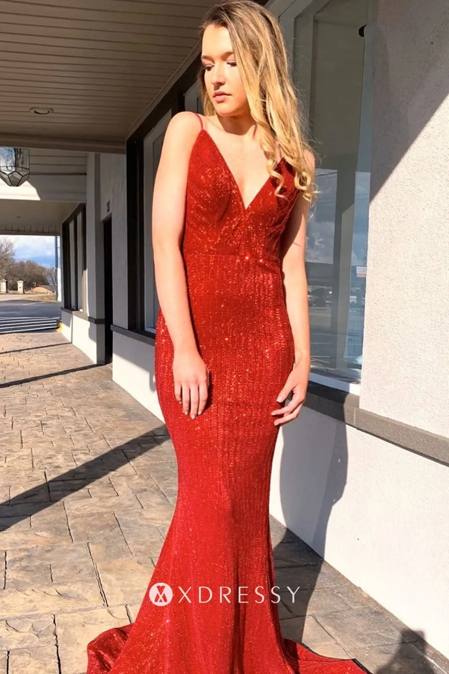 red sequin spaghetti straps mermaid formal dress red sequin spaghetti straps mermaid formal dress