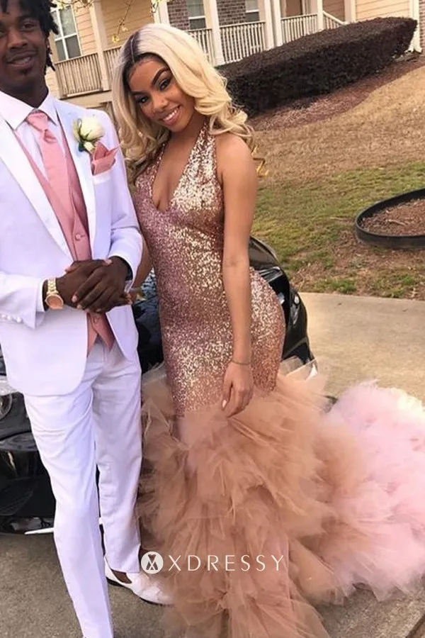 sleeveless nude sequin tiered tulle prom dress sleeveless nude sequin tiered tulle prom dress