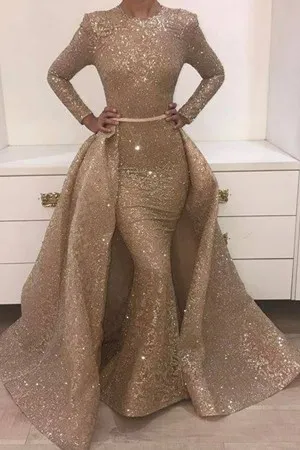 champagne glitter lace formal dress with overskirt
