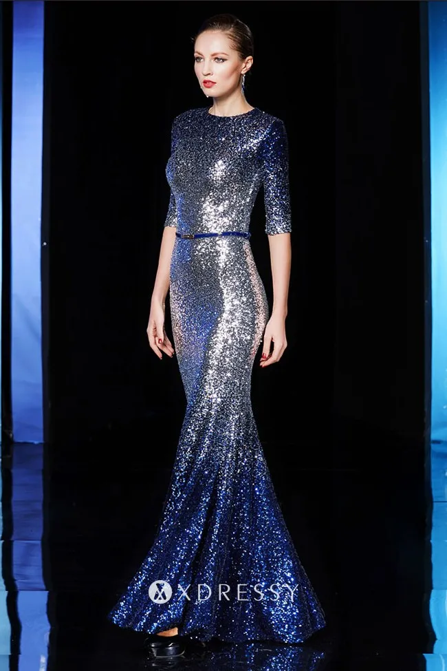 silver sequin evening gown