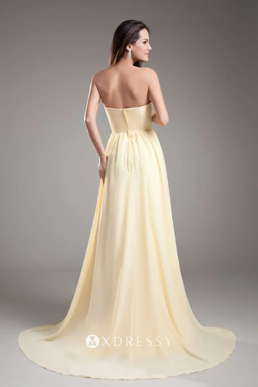 low back strapless sweetheart beige chiffon bridesmaid gown low back strapless sweetheart beige chiffon bridesmaid gown
