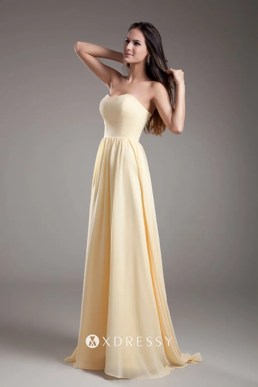 sweetheart beige chiffon A line dress sweetheart beige chiffon A line dress