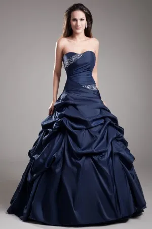 beaded navy pick up skirt Quinceaera ball gown