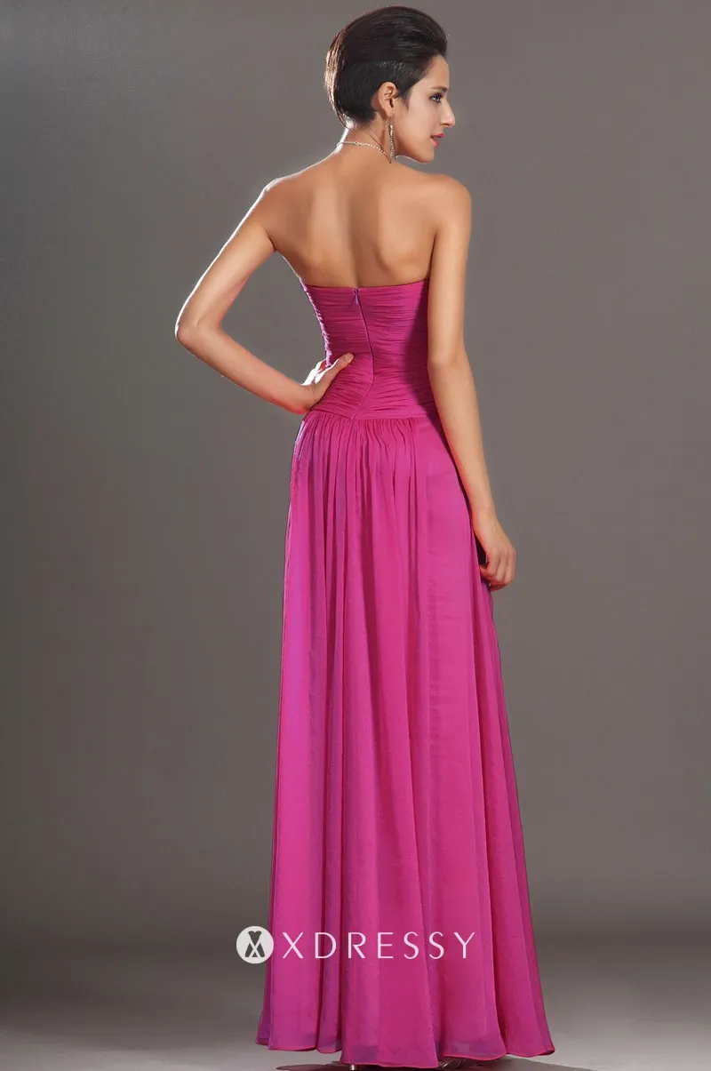low back empire waist strapless high slit fuchsia prom gown low back empire waist strapless high slit fuchsia prom gown