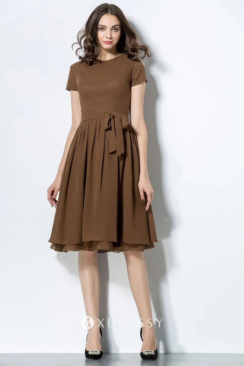 knee length short sleeve coffee bridesmaid dress knee length short sleeve coffee bridesmaid dress