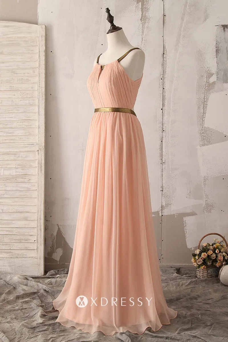 gold strap peach pleated chiffon bridesmaid dress gold strap peach pleated chiffon bridesmaid dress