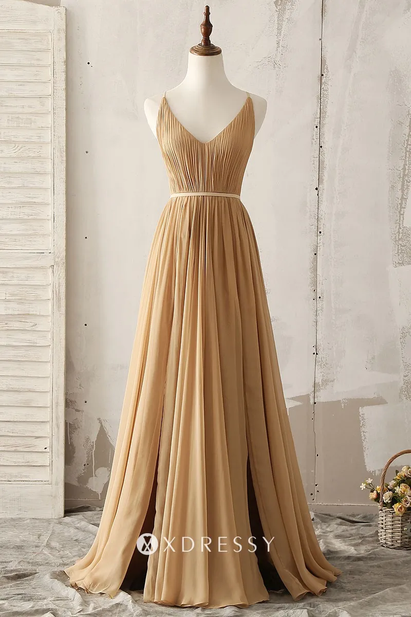 spaghetti strap camel chiffon long bridesmaid gown spaghetti strap camel chiffon long bridesmaid gown