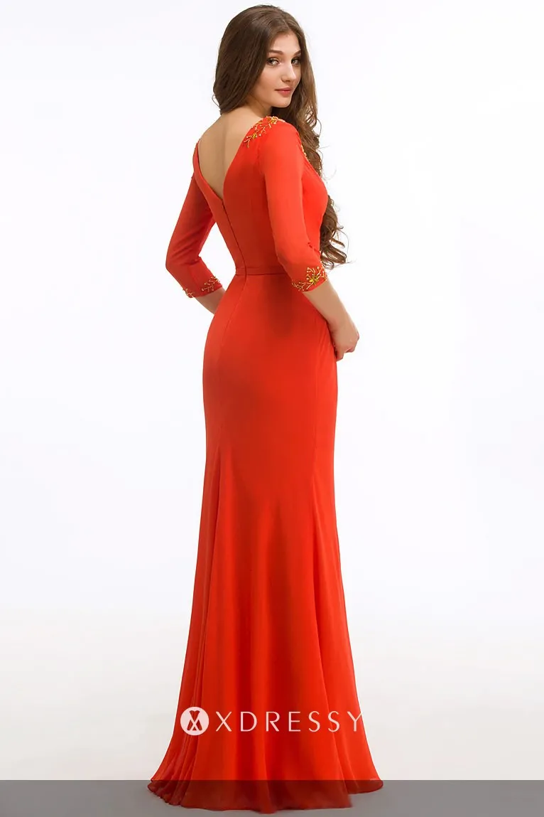 V back 34 sleeve red floor length mother of the bride dress V back 34 sleeve red floor length mother of the bride dress