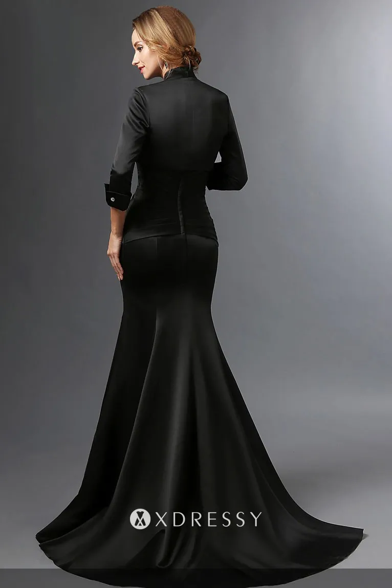 fashionable bolero jacket black satin mermaid mother gown fashionable bolero jacket black satin mermaid mother gown
