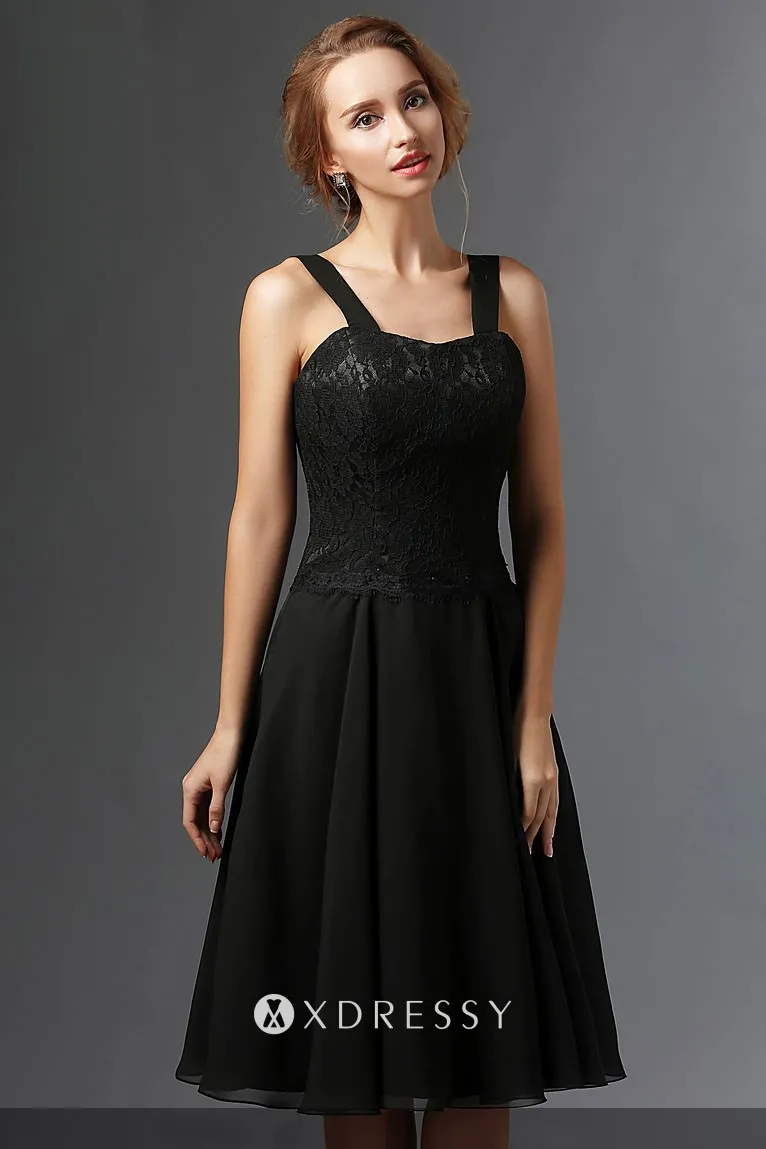 black lace and chiffon short mother dress