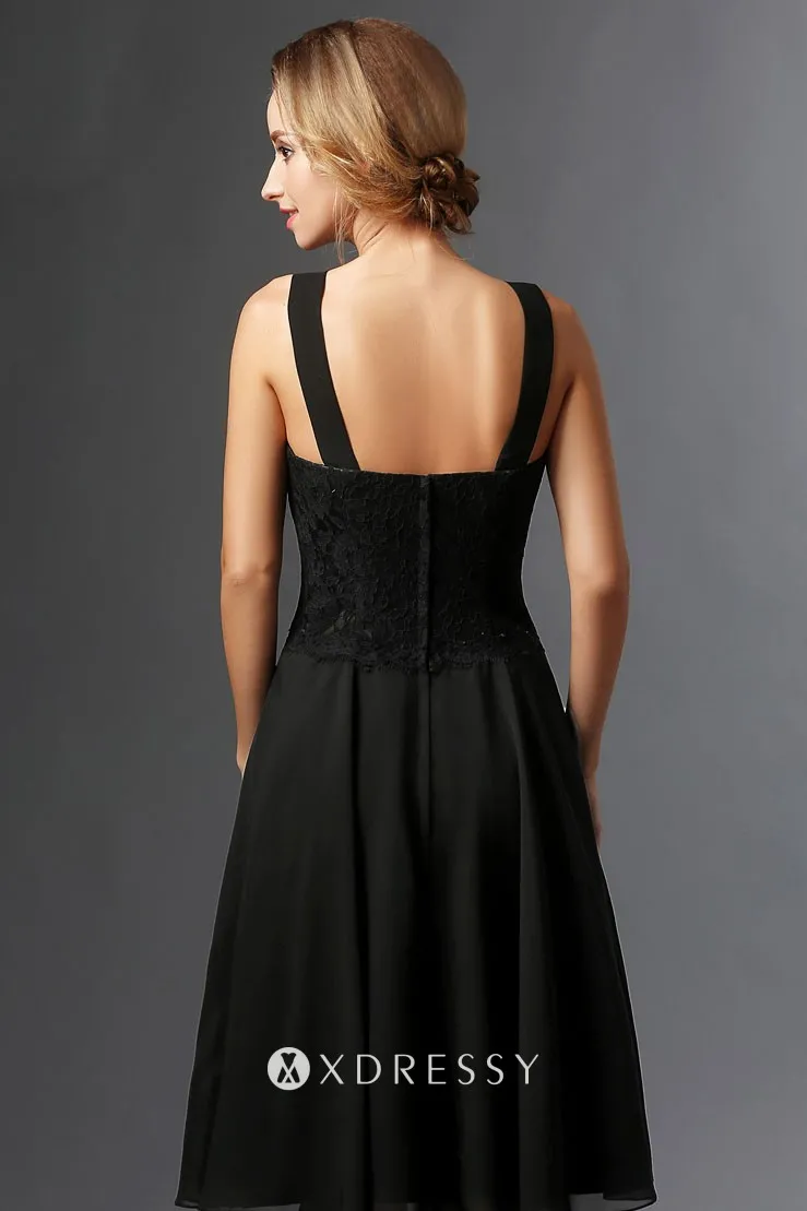 low back black lace bodice short mother dress