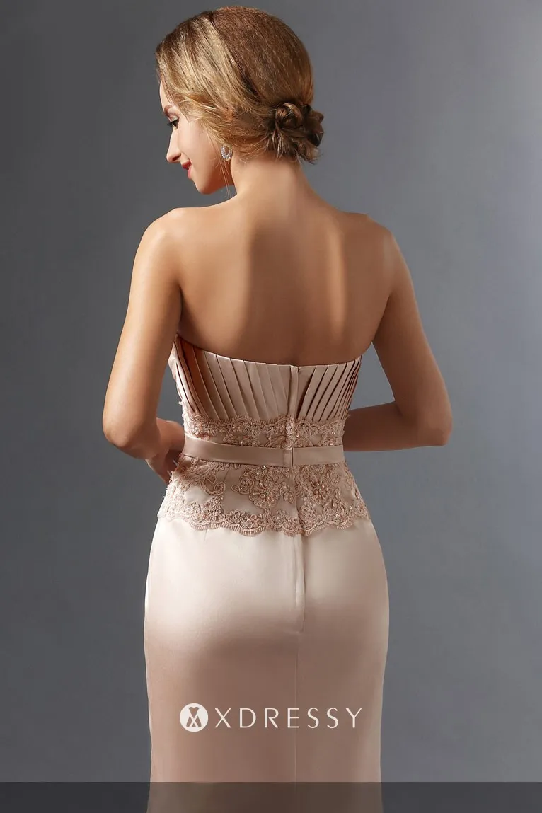 low back champagne satin long mother gown