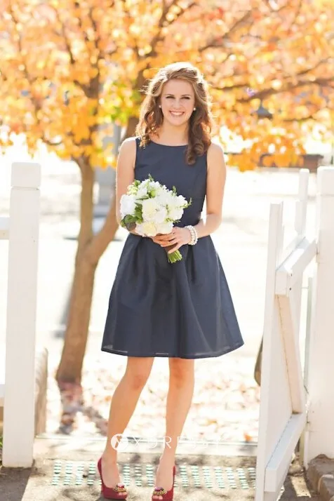 bateau neck sleeveless short navy bridesmaid dress bateau neck sleeveless short navy bridesmaid dress