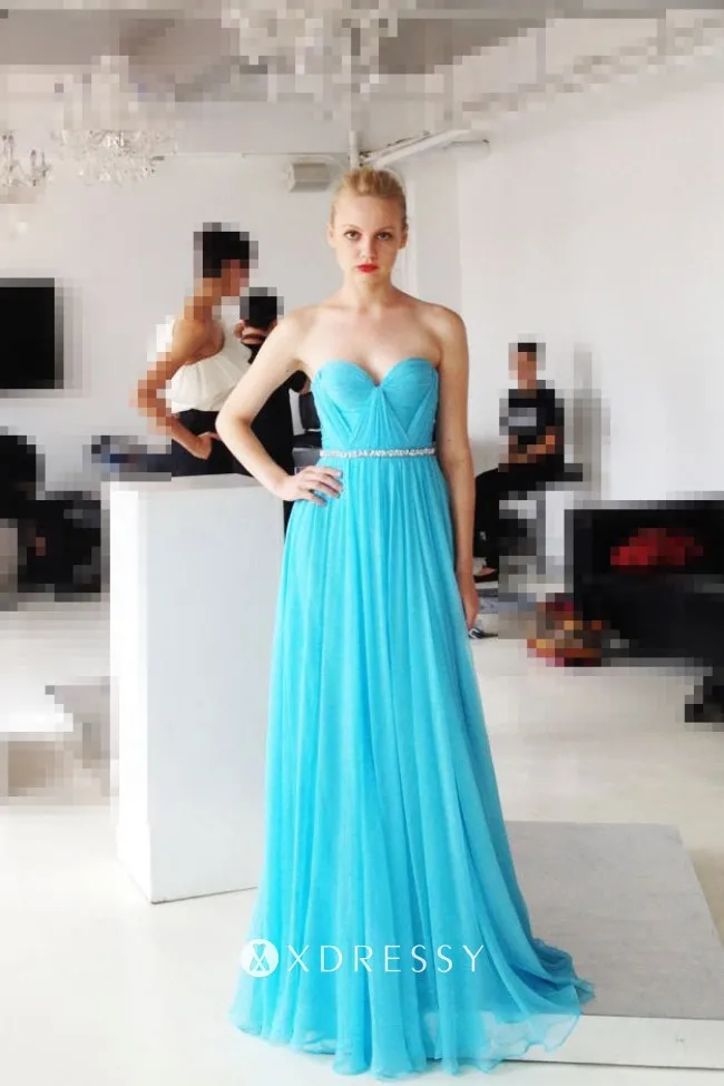 strapless beaded pool chiffon prom dress strapless beaded pool chiffon prom dress