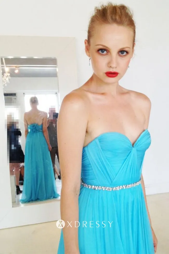 sweetheart beaded pool chiffon prom dress sweetheart beaded pool chiffon prom dress