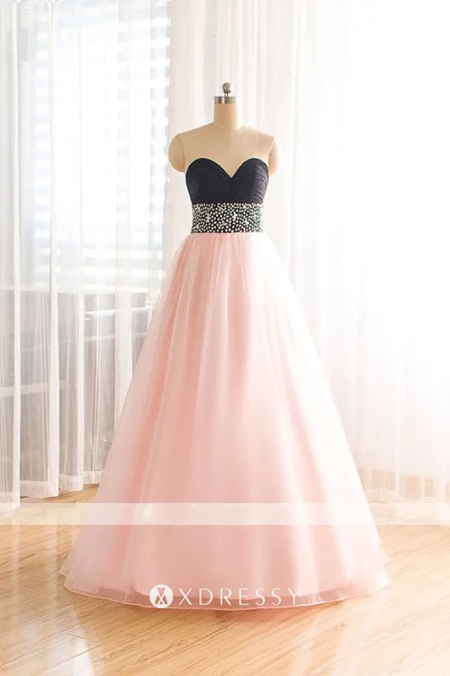 strapless two tone black pink beaded prom ballgown strapless two tone black pink beaded prom ballgown