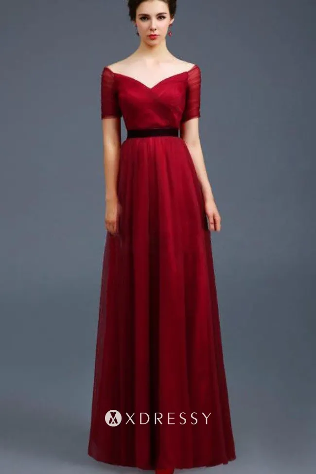 tulle overlay off the shoulder short sleeve evening dress tulle overlay off the shoulder short sleeve evening dress