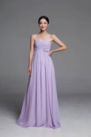 empire waist strapless lavender bridesmaid dress
