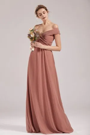 ruched off the shoulder long dress