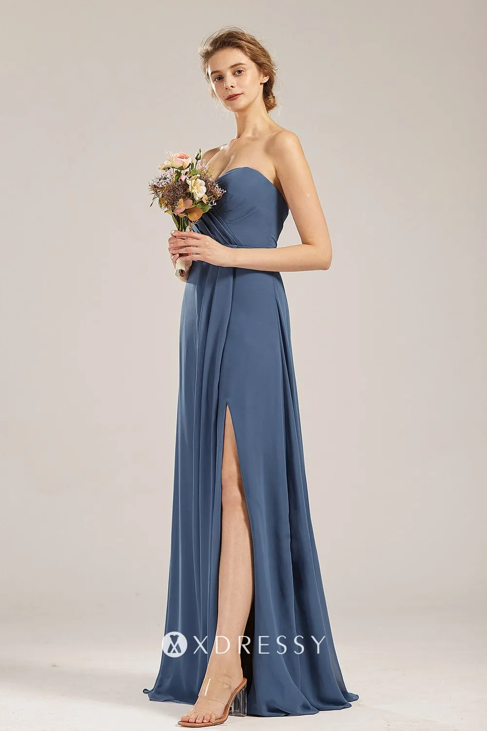 front slit bridesmaid dress