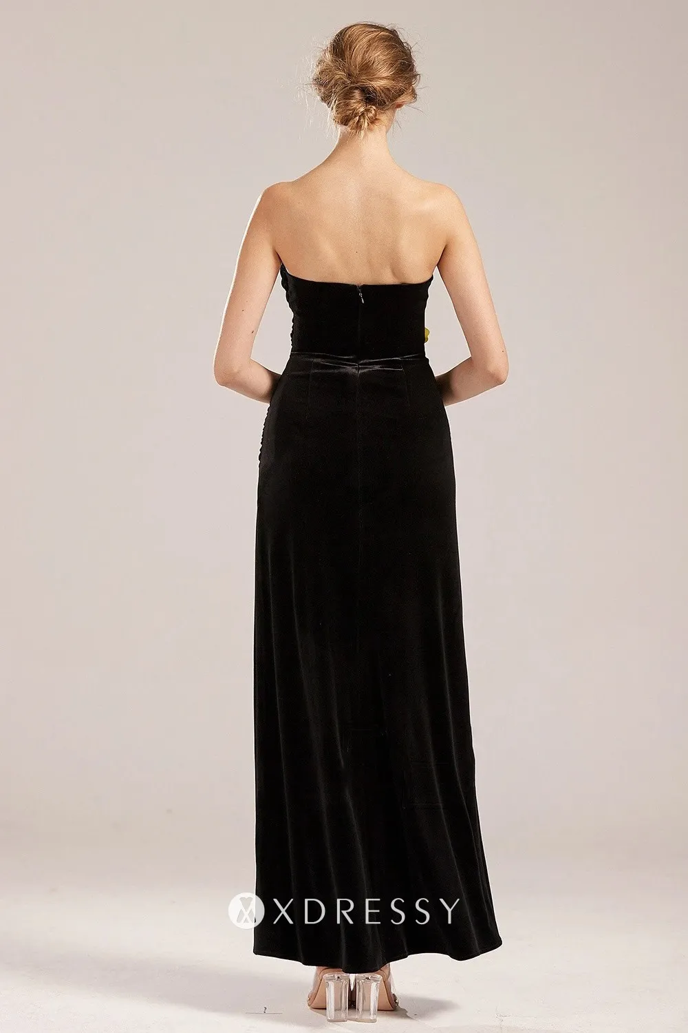 ankle length black velvet simple bridesmaid dress ankle length black velvet simple bridesmaid dress