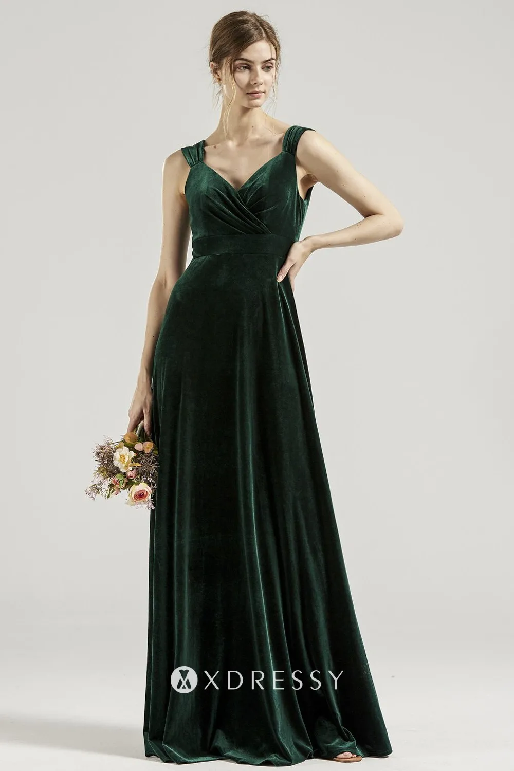 wide straps dark green velvet long bridesmaid gown wide straps dark green velvet long bridesmaid gown