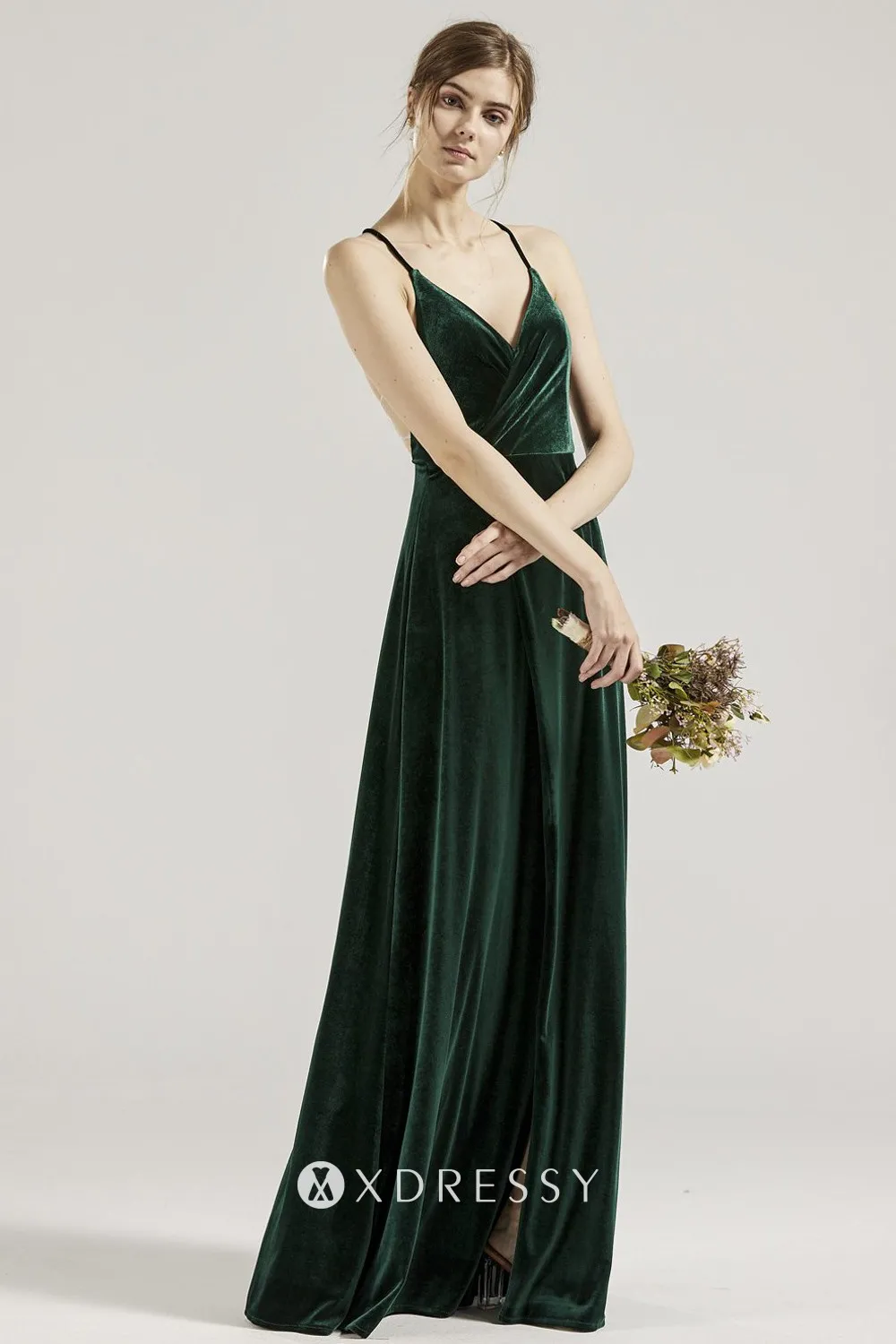 dark green spaghetti strap dress