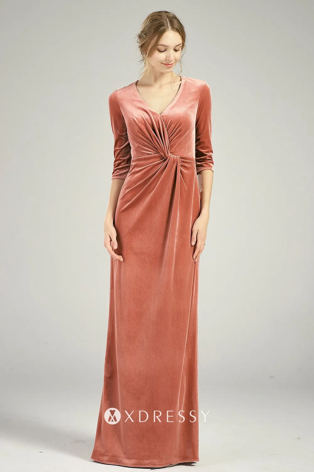 twisted English rose velvet sheath bridesmaid dress twisted English rose velvet sheath bridesmaid dress