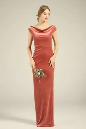 cap sleeves cowl neck English rose bridesmaid gown
