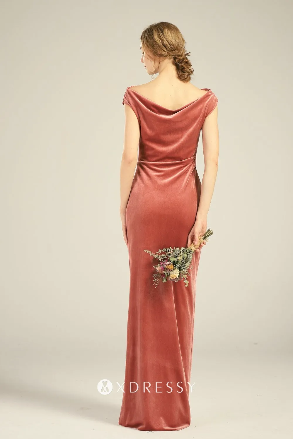 floor length English rose bridesmaid gown