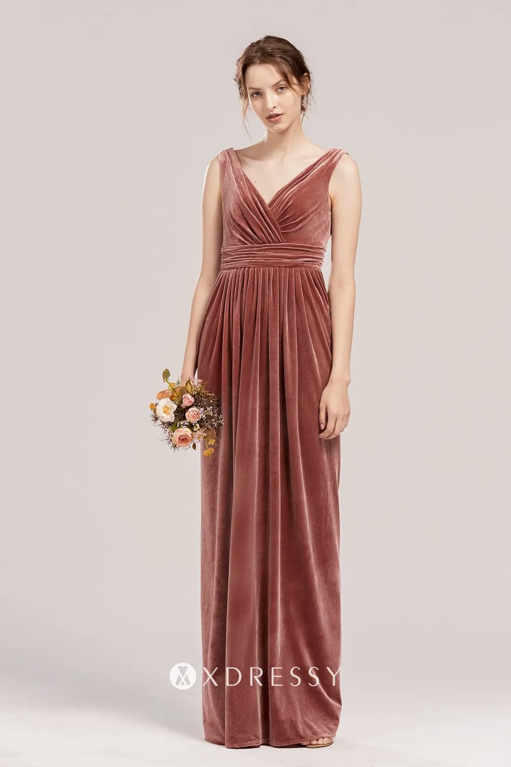 V neck dusty rose velvet neutral bridesmaid dress V neck dusty rose velvet neutral bridesmaid dress