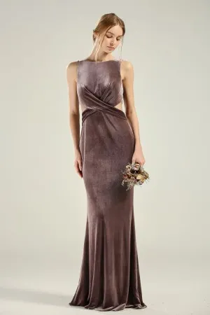 fashion criss cross cut out waist bridesmaid dress