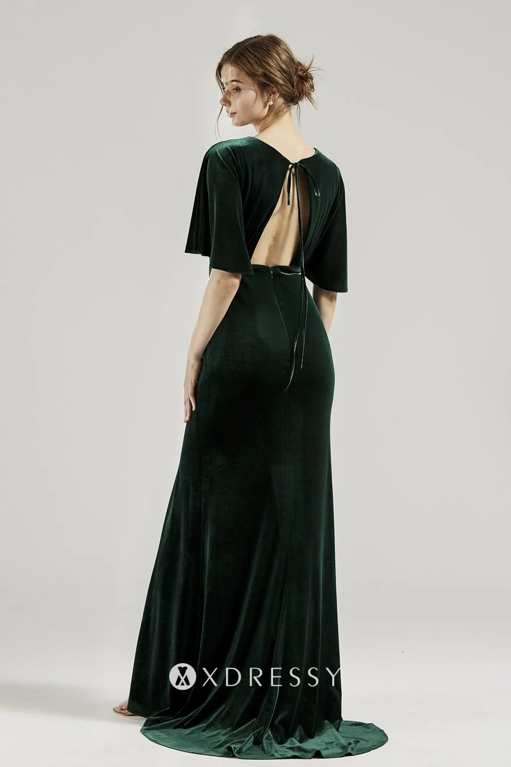 Dark Green Velvet Dress - Xdressy