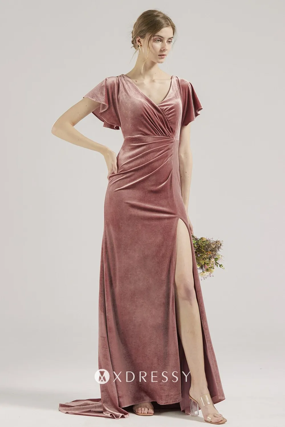 pink velvet dressing gown