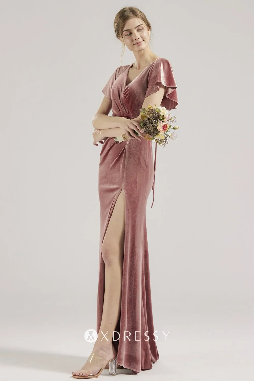 pink velvet dressing gown