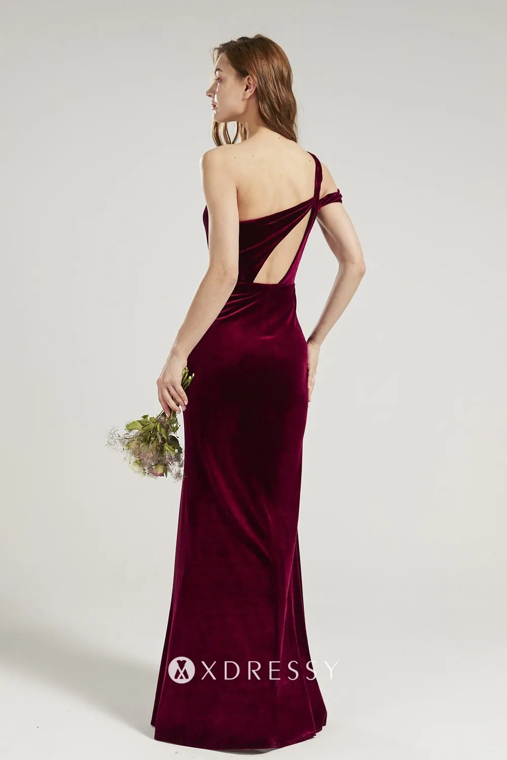 single shoulder wine velvet sheath bridesmaid dress single shoulder wine velvet sheath bridesmaid dress