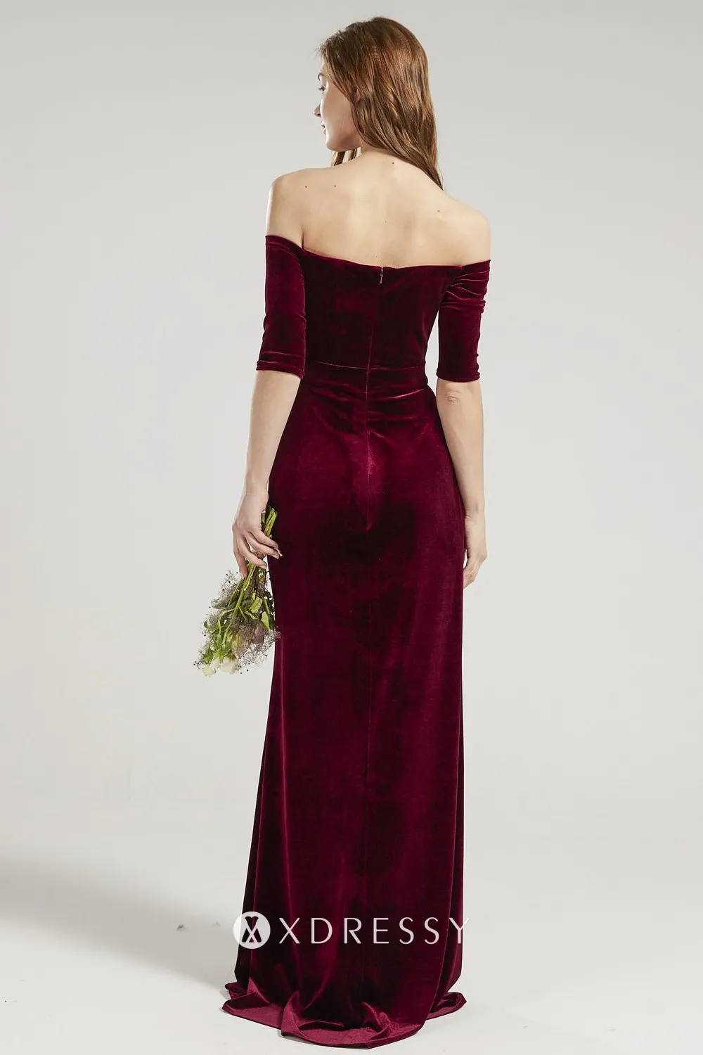 wine velvet floor length mermaid maid of honor dress wine velvet floor length mermaid maid of honor dress
