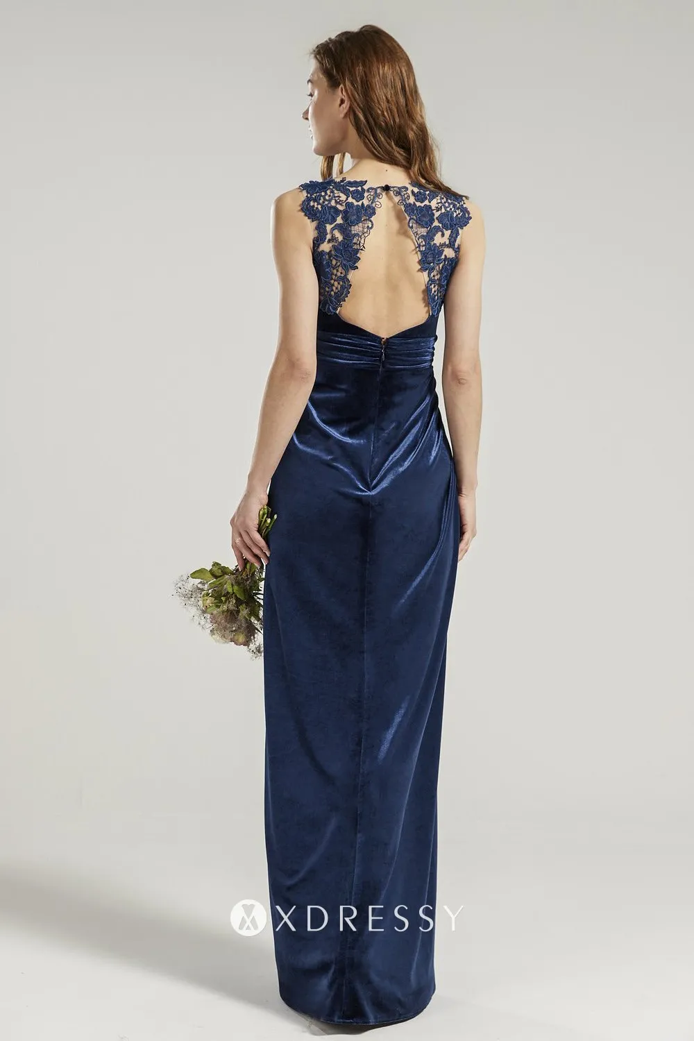 illusion lace open back navy velvet bridesmaid dress illusion lace open back navy velvet bridesmaid dress