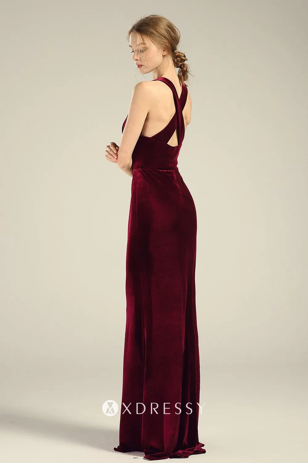 criss cross straps wine velvet fitted bridesmaid dress criss cross straps wine velvet fitted bridesmaid dress