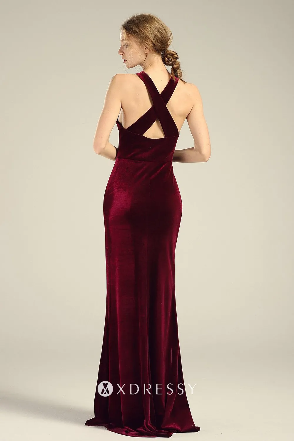 low back with straps wine velvet fitted bridesmaid dress low back with straps wine velvet fitted bridesmaid dress
