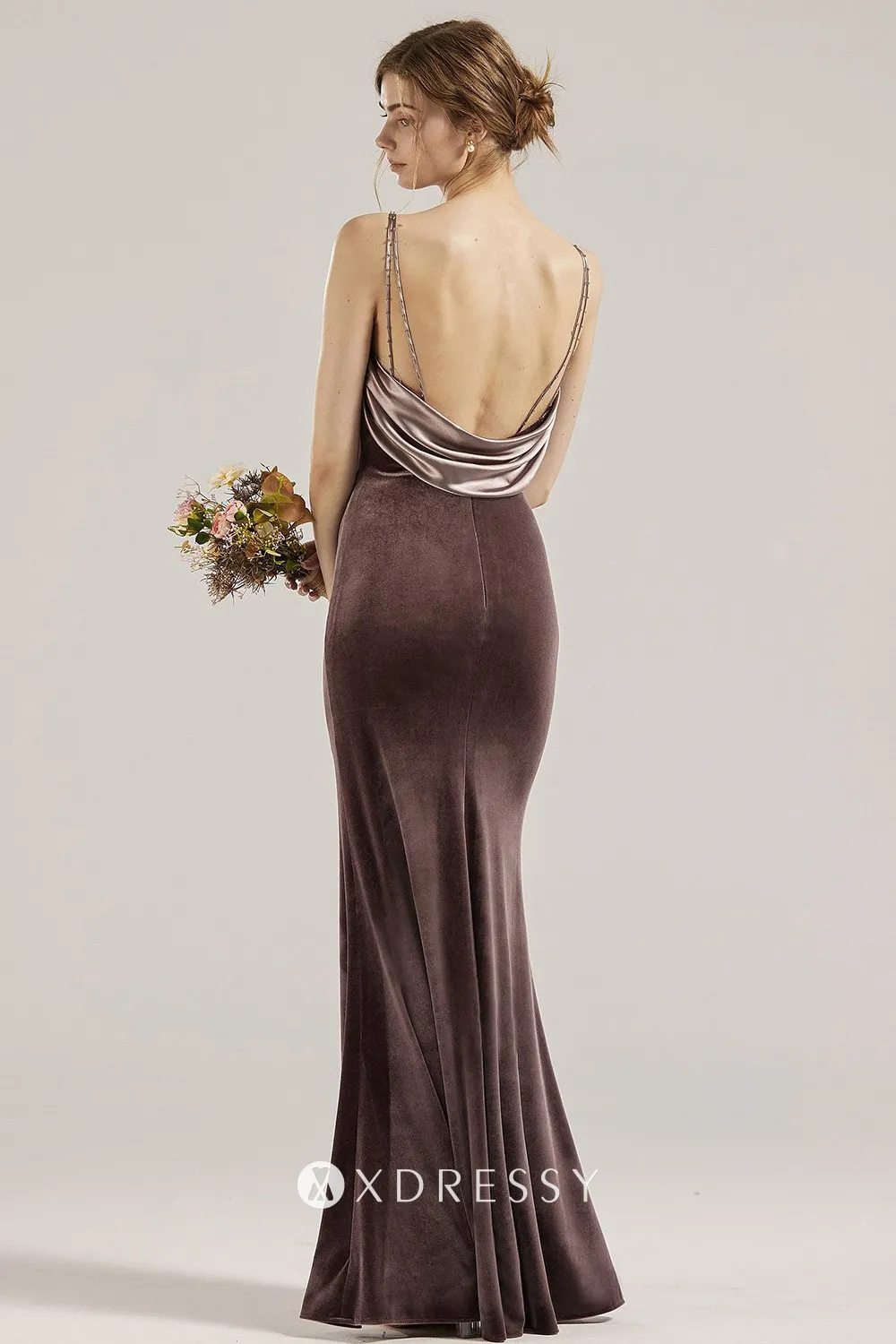 low back spaghetti straps mocha maid of honor gown low back spaghetti straps mocha maid of honor gown