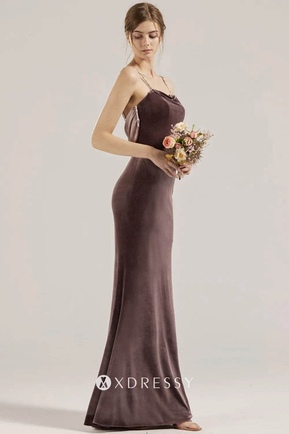 mocha velvet and satin mocha mermaid bridesmaid gown mocha velvet and satin mocha mermaid bridesmaid gown